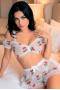 Arzu Sexshop  Çilek Desenli Seksi Büstiyer ve Mini Etek