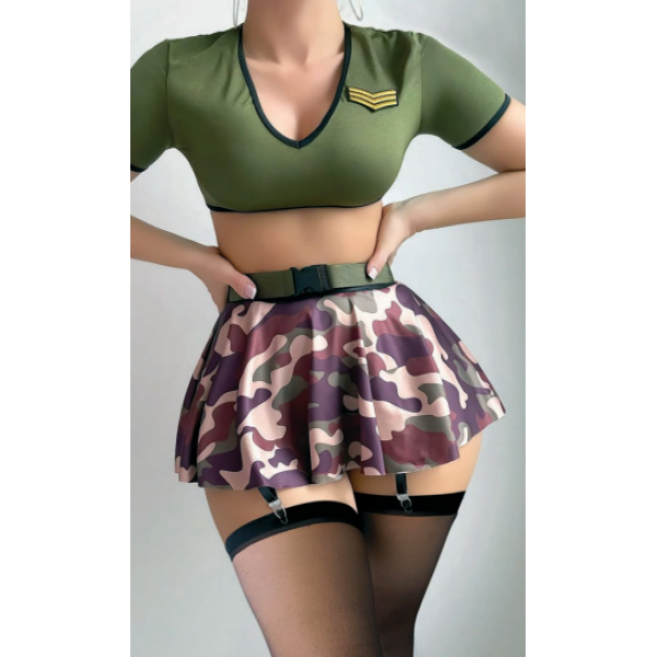  Arzu Sexshop Sex si Kamuflaj Etekli Kadın Erotik Kostüm
