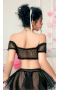 Arzu Sexshop Siyah Tül Puantiyeli Fantezi Etekli Takım 
