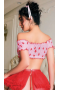 Arzu Sexshop Seksi Kırmızı Kalp Desenli Şık Pembe  Fantezi Kostüm