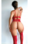 Arzu Sexshop Kırmızı Dantel Korseli Fantezi Jartiyer Takım