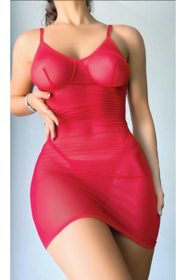 Arzu Sexshop Fantezi Arkası Açık Kırmızı Seksi Elbise