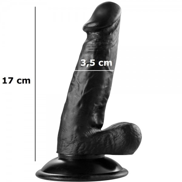 Siyah Realistik Vantuzlu Zenci Dildo Penis 17 cm