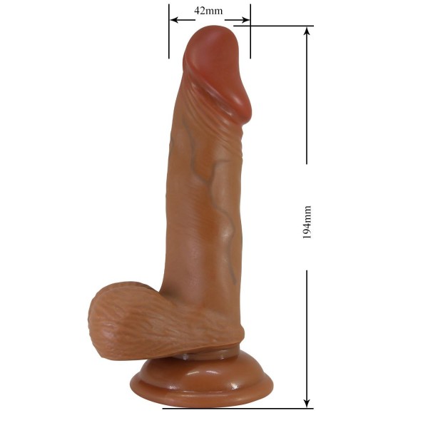 Et Dokulu Gerçekçi Çift Katmanlı Silikon Melez Penis 19,4 cm
