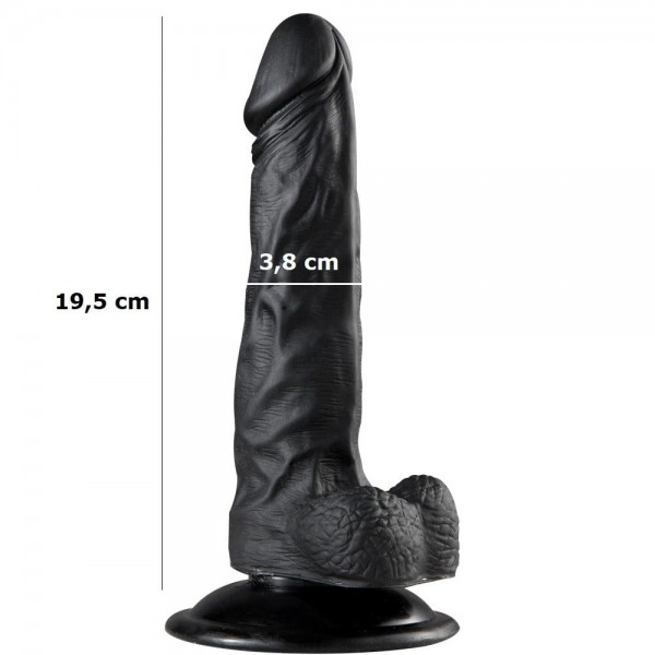 Siyah Realistik Vantuzlu Zenci Dildo Penis 19,5 cm