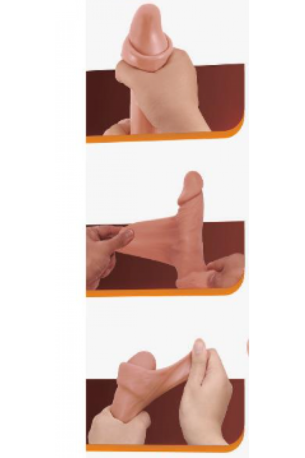  Kıkırdak Yapılı Çift Katmanlı Gerçekçi Dildo Penis 19,4 cm