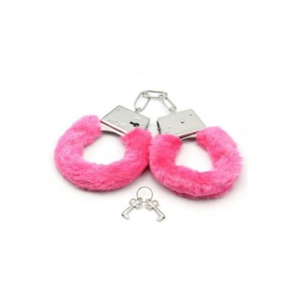 Fetiş Fantezi Pembe Peluşlu Metal Kelepçe